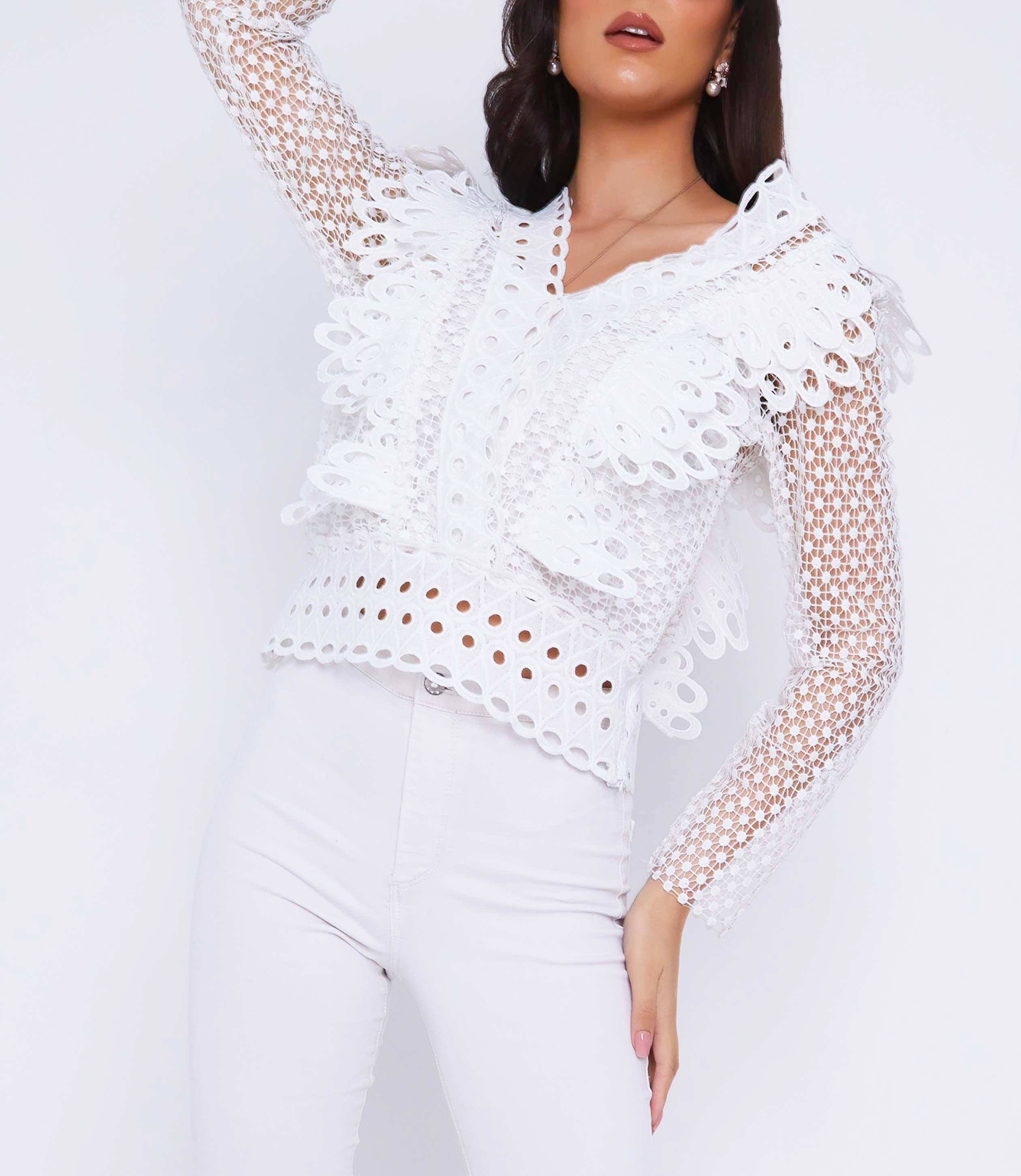 White Lace Crop Top -  UK