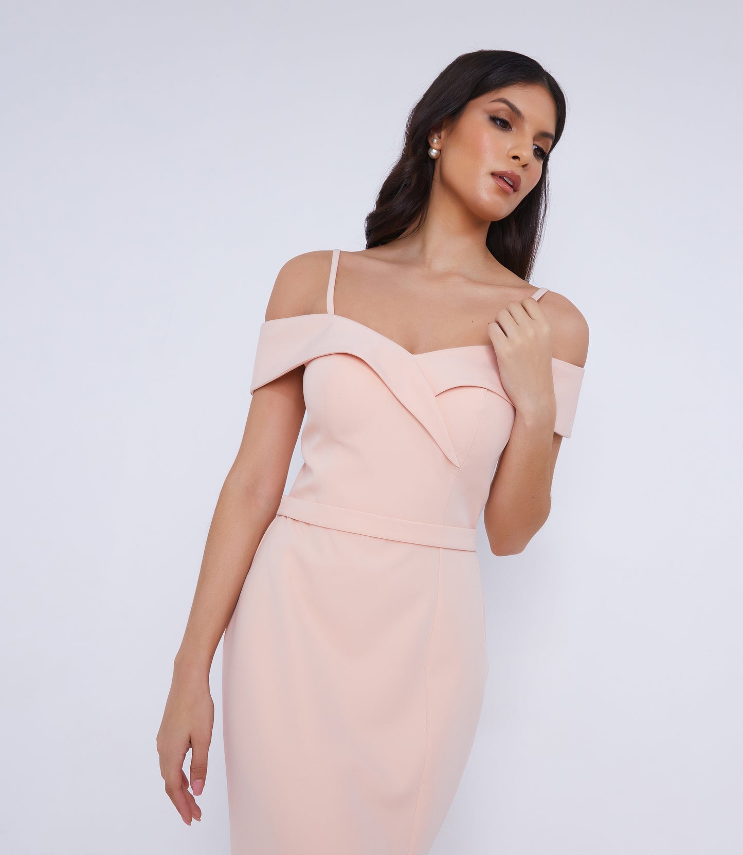 Peach bridesmaid gown dress