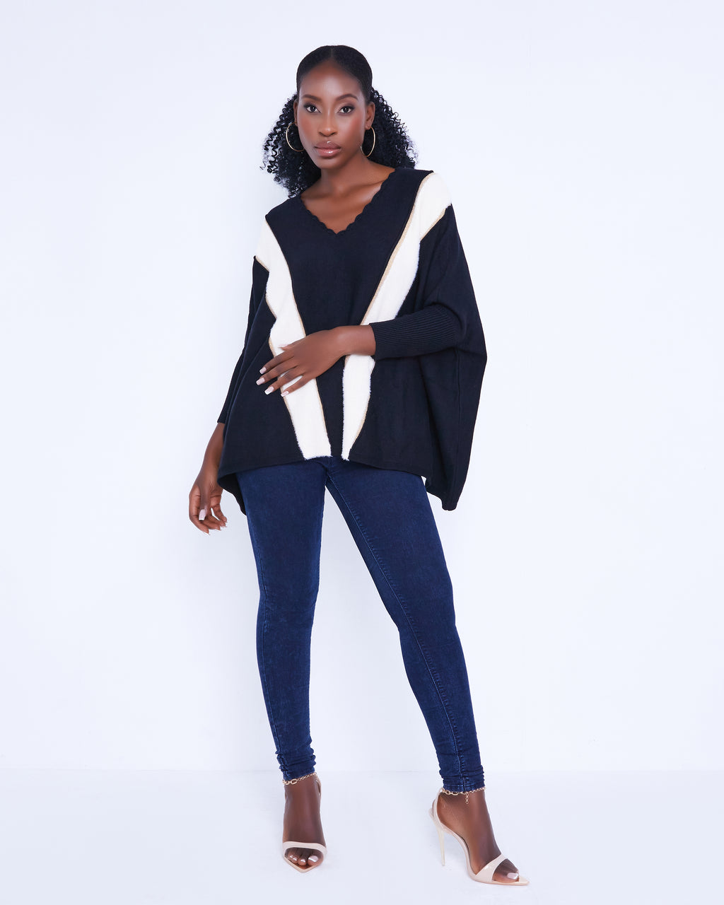 Women's Black Poncho Jumper