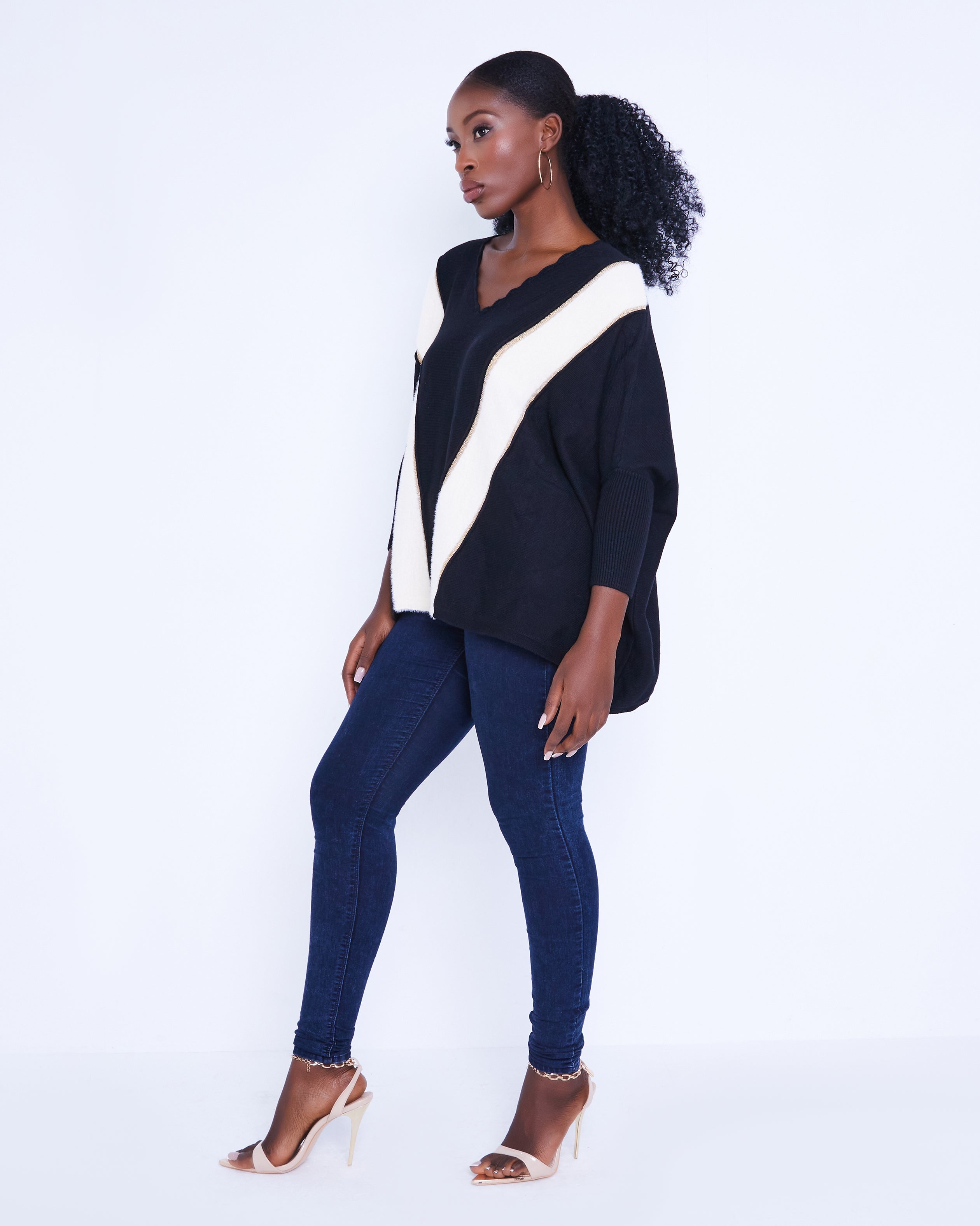 Women's Black Poncho Jumper