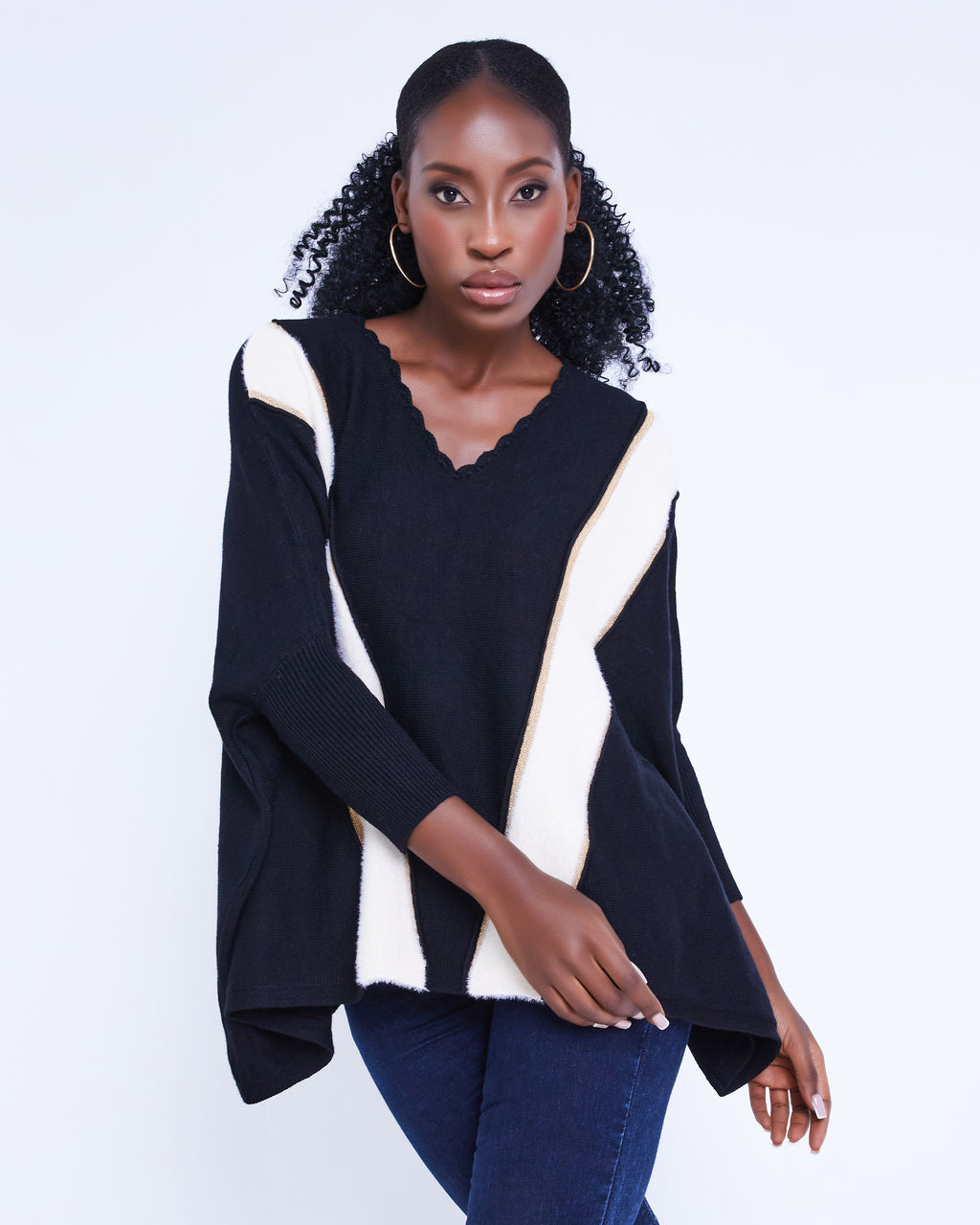 Women's Black Poncho Jumper
