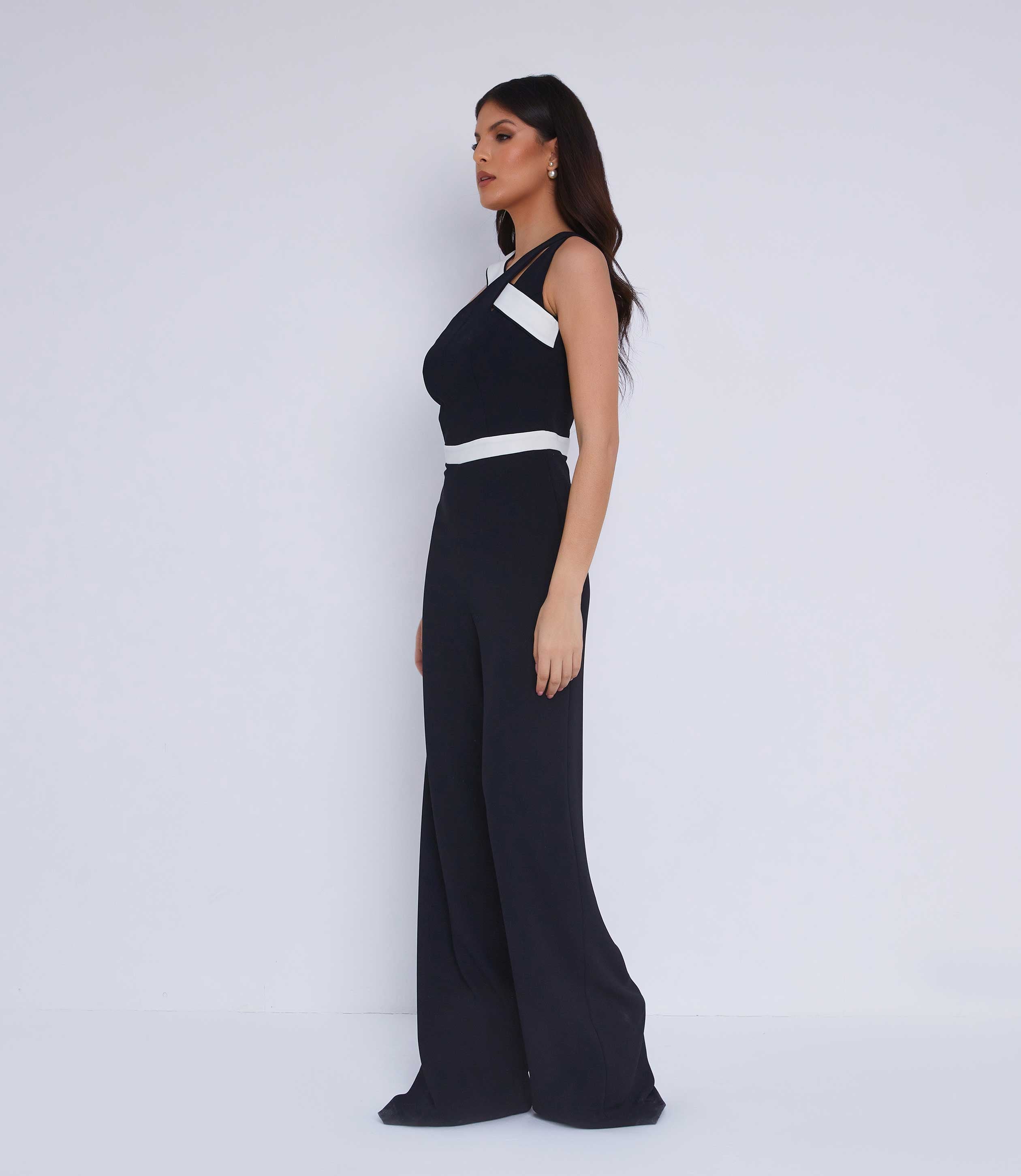 black wide leg tall jumpsuit