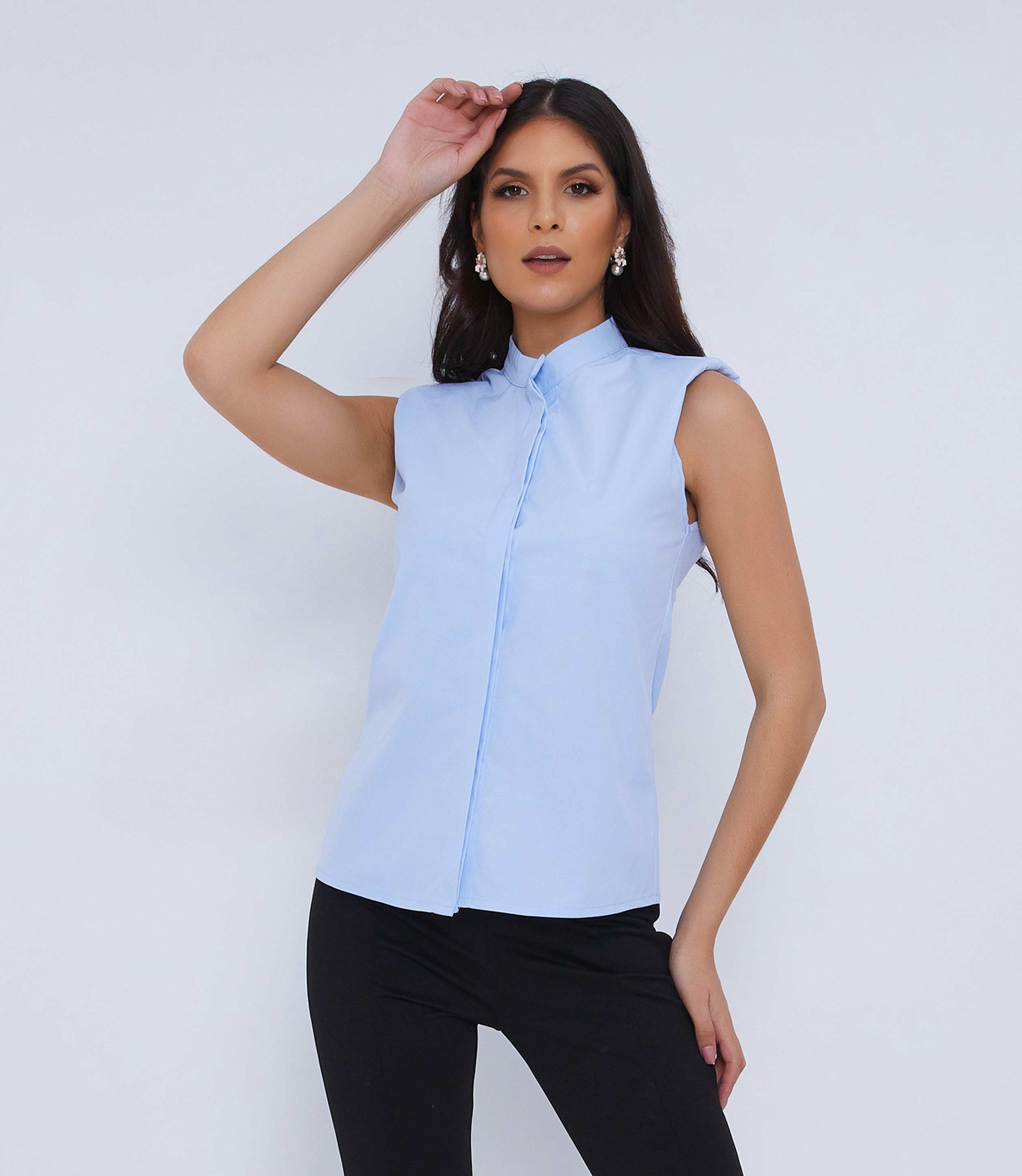 Blue Sleeveless Shirt