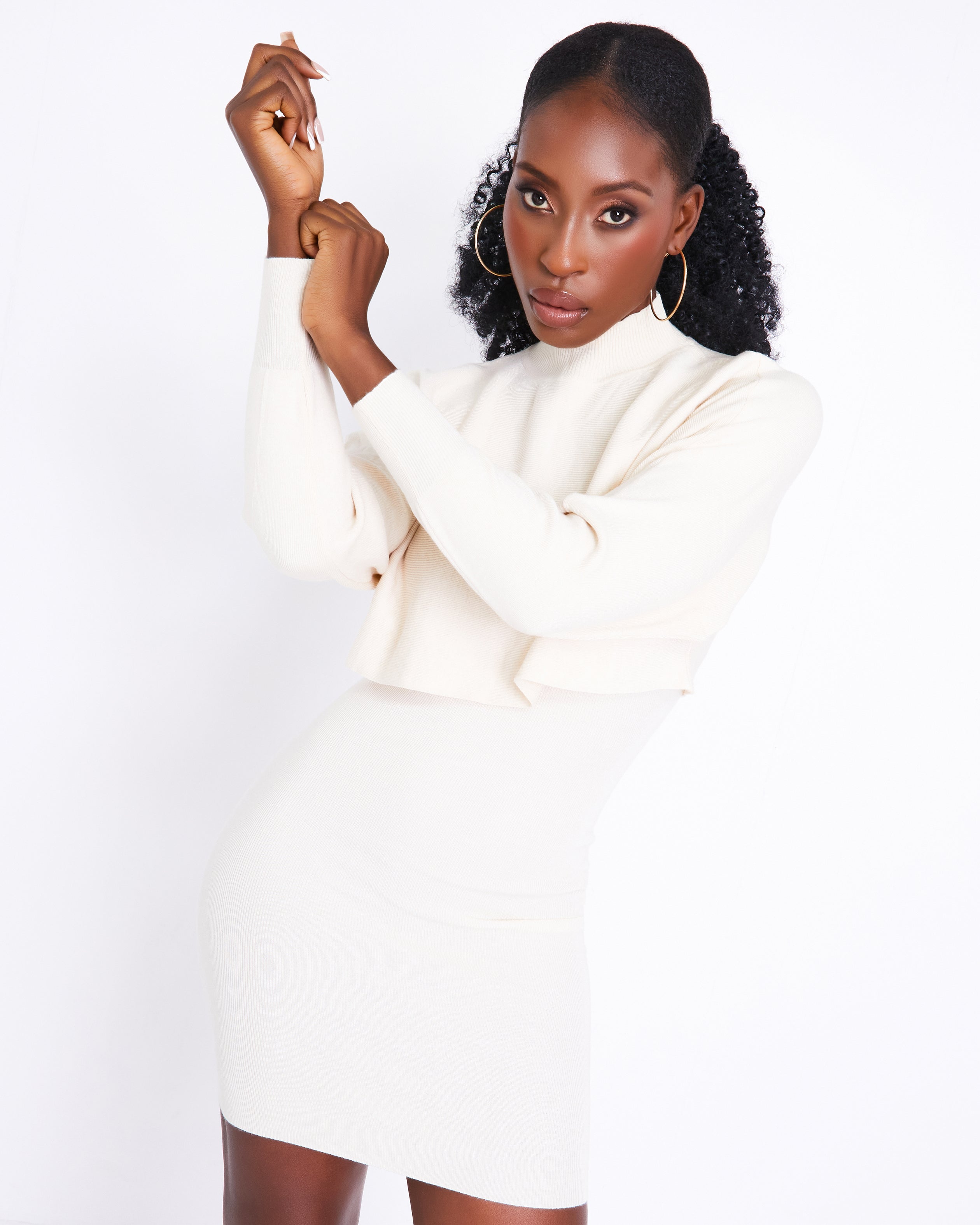 Cropped Full Sleeve Knitted Jumper