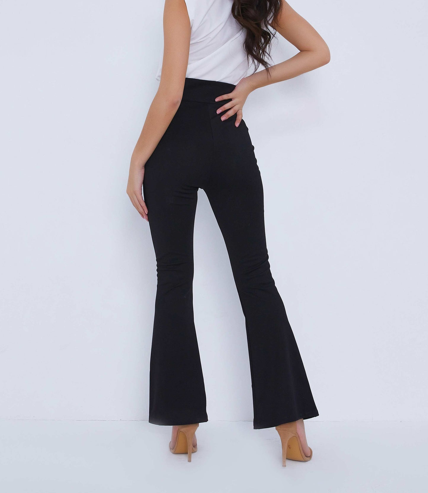 Black High waisted flare trousers