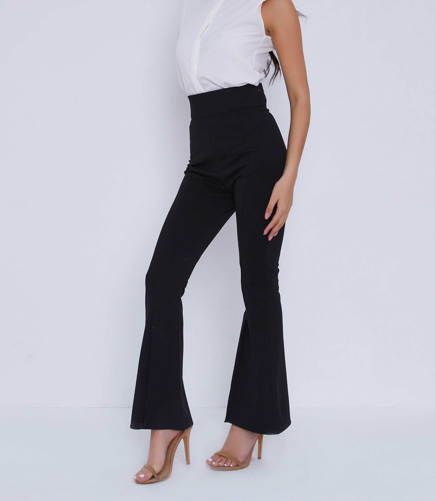Black High waisted flare trousers