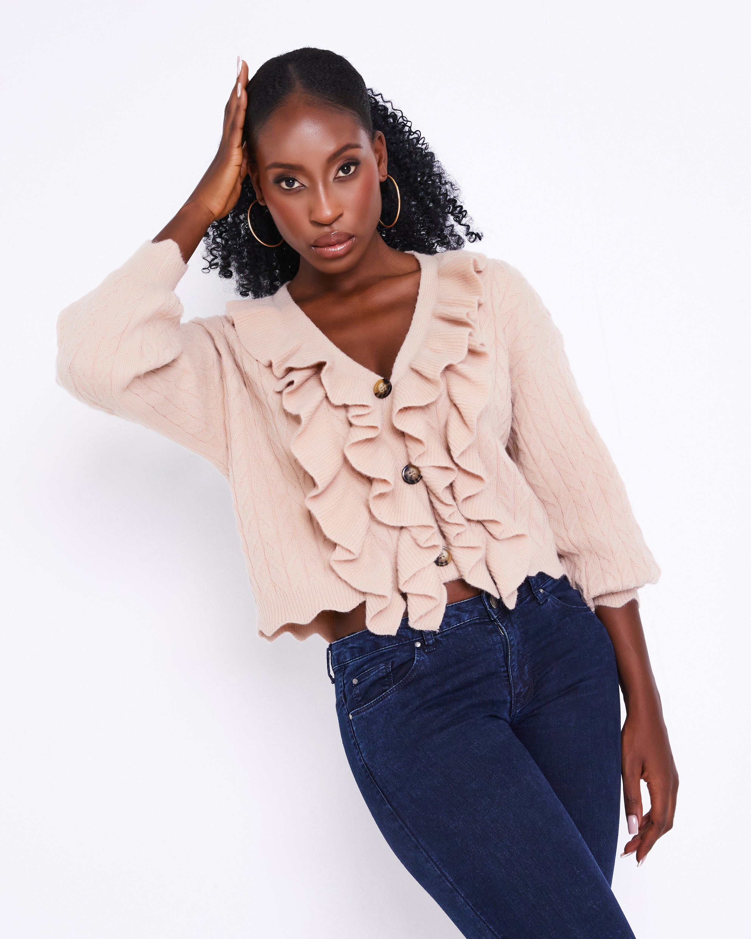 Women's Knitted Frill Cardigan