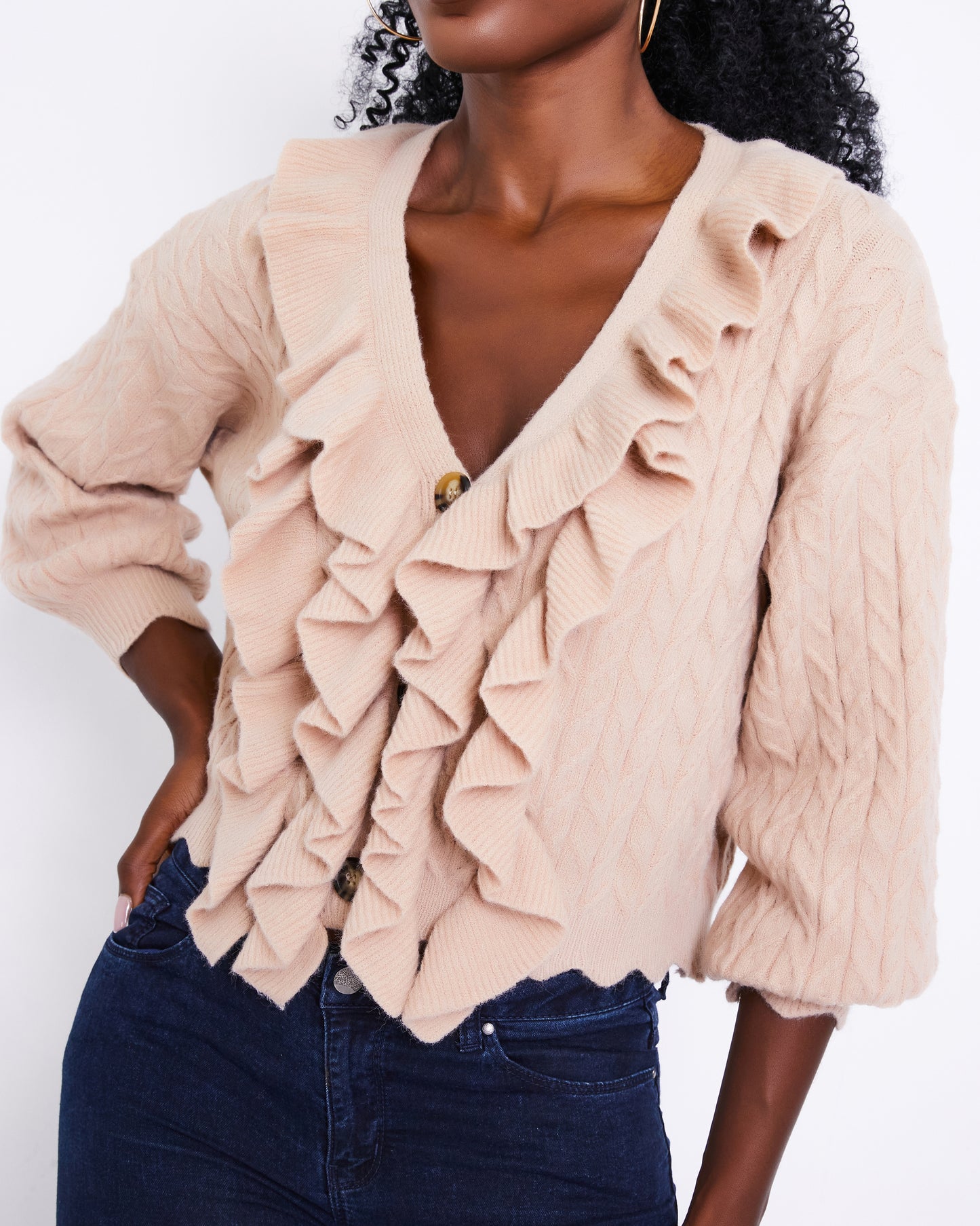 Women's Knitted Frill Cardigan