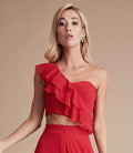 Red ruffle crop top