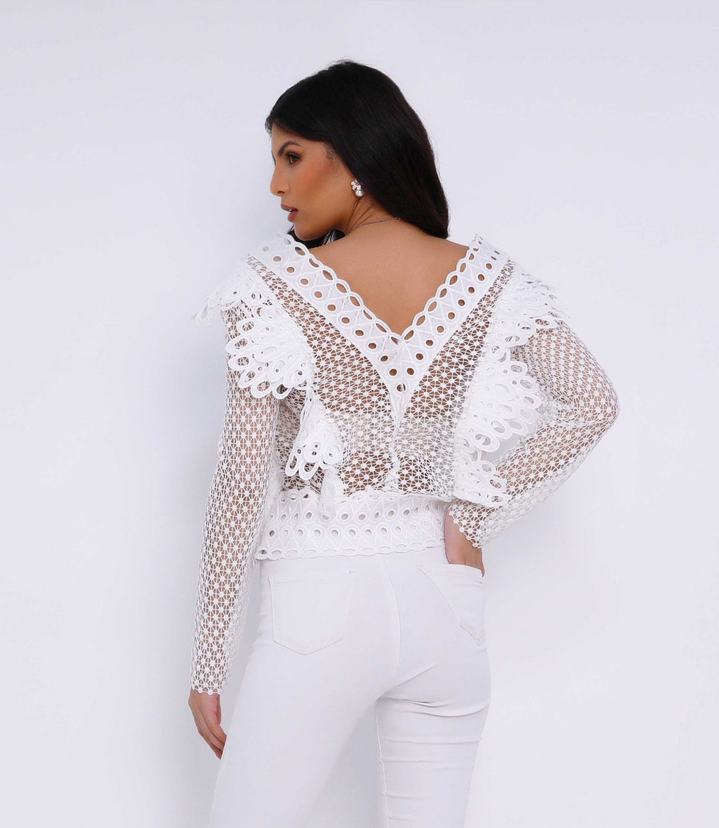 White Lace Full Sleeve Top