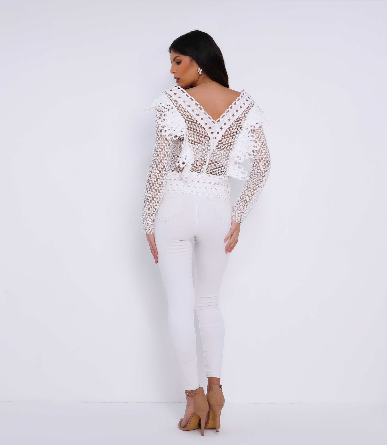White Lace Full Sleeve Top