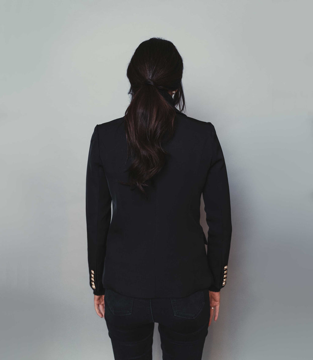 Women's Black Military Blazer Gold Buttons