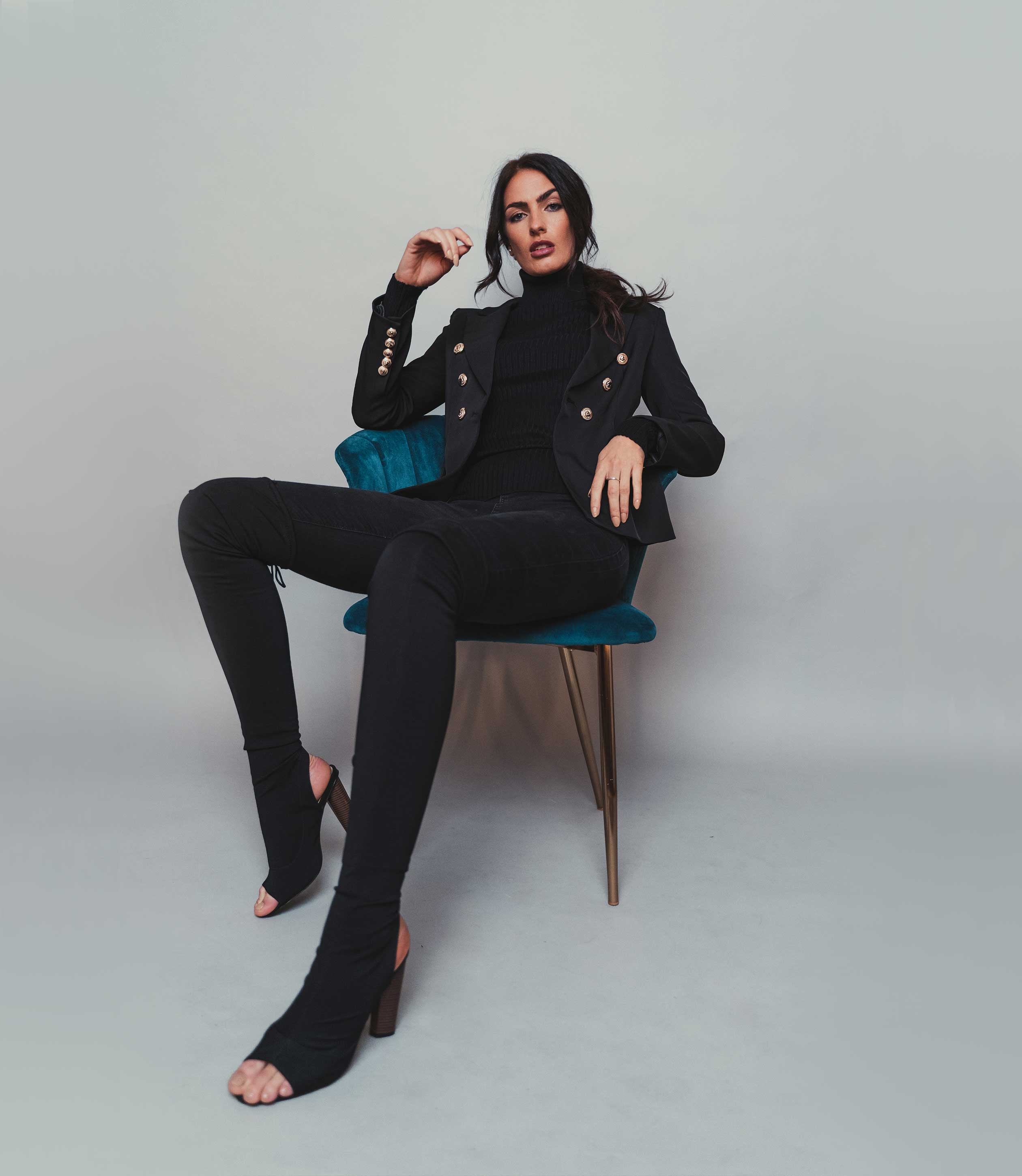 Women's Black Military Blazer Gold Buttons