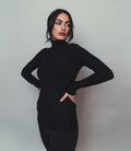 Women's fitted Black Polo neck top turtle neck