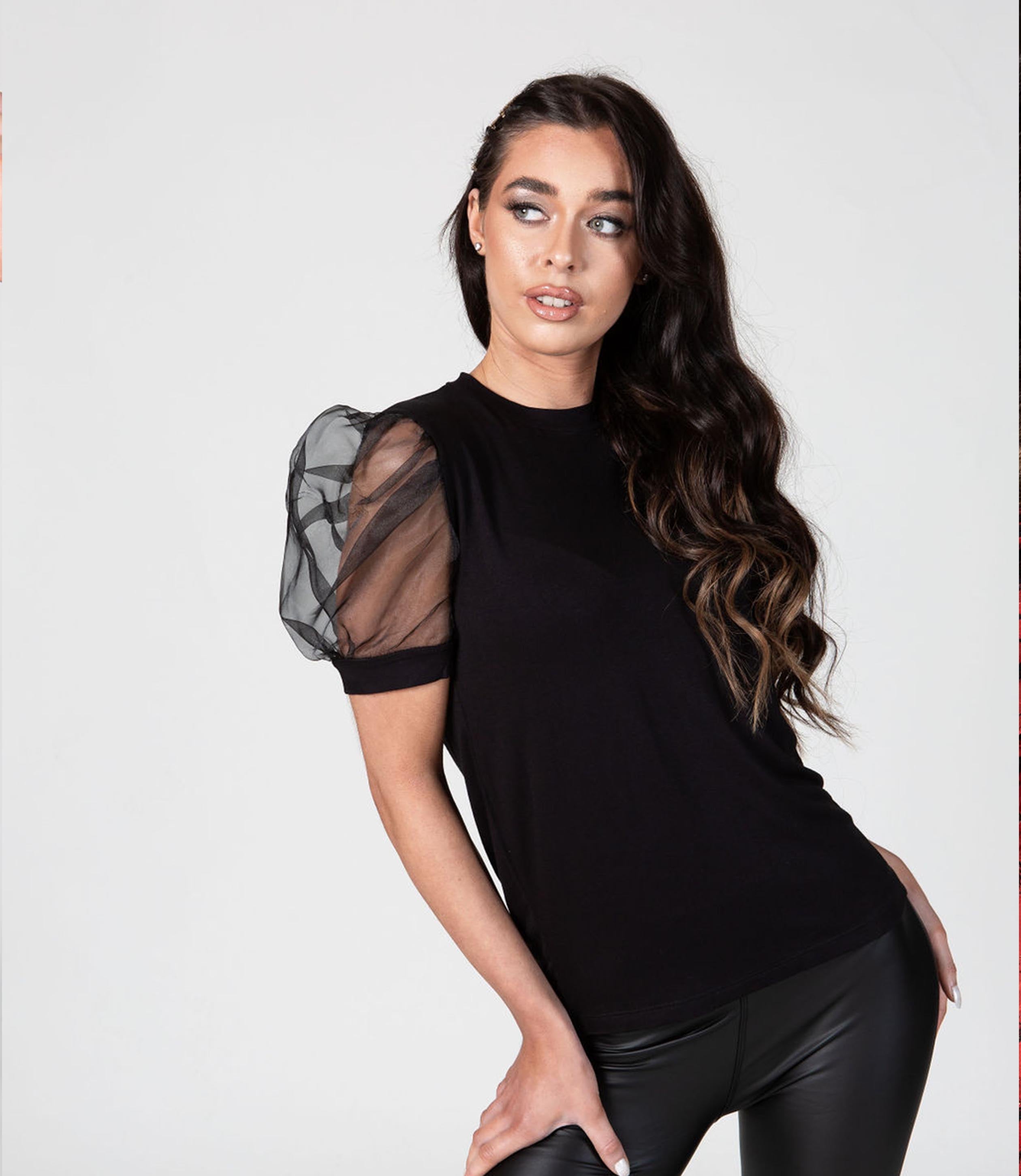 Black Puffy Sleeve Top