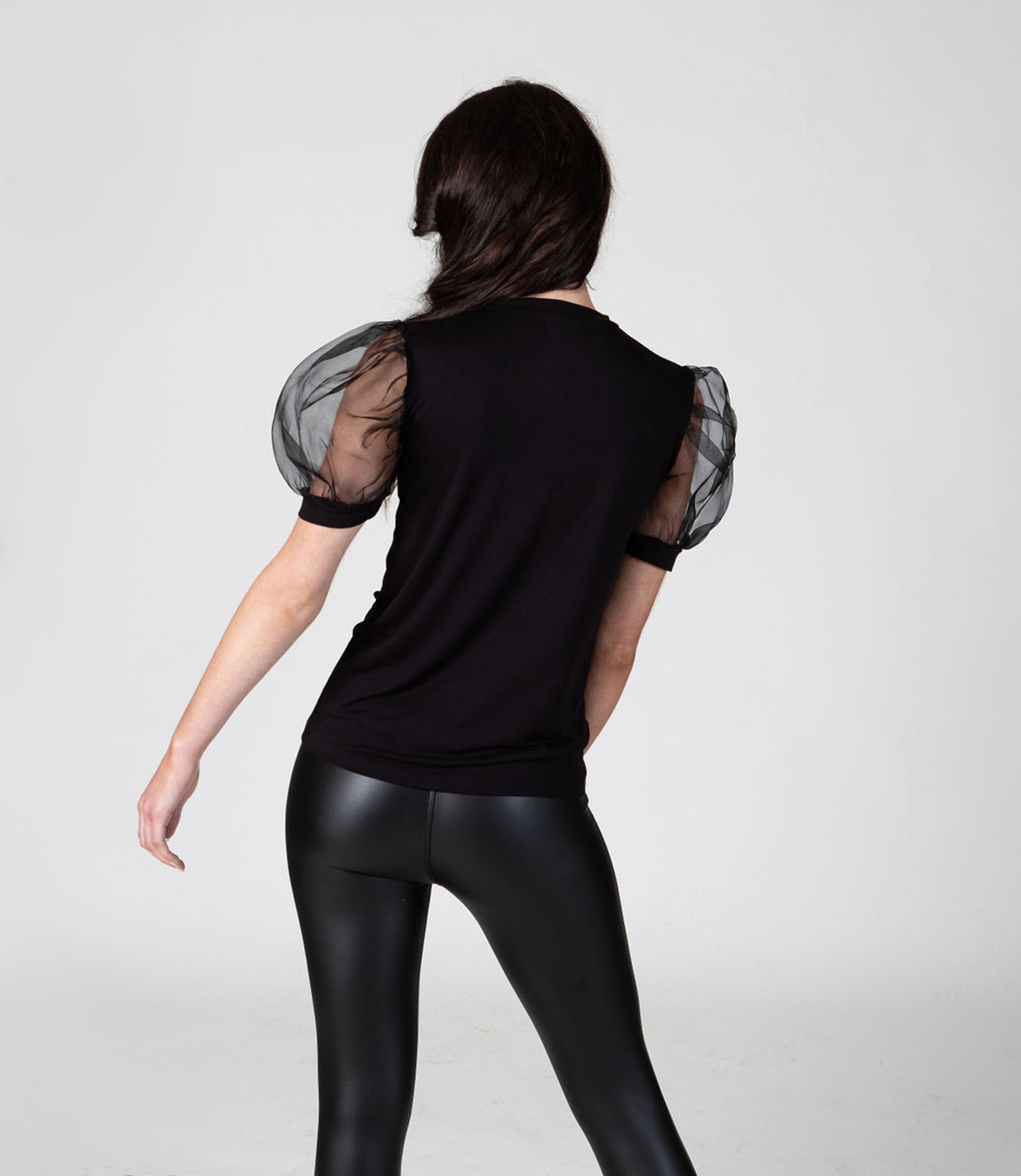 Black Puffy Sleeve Top