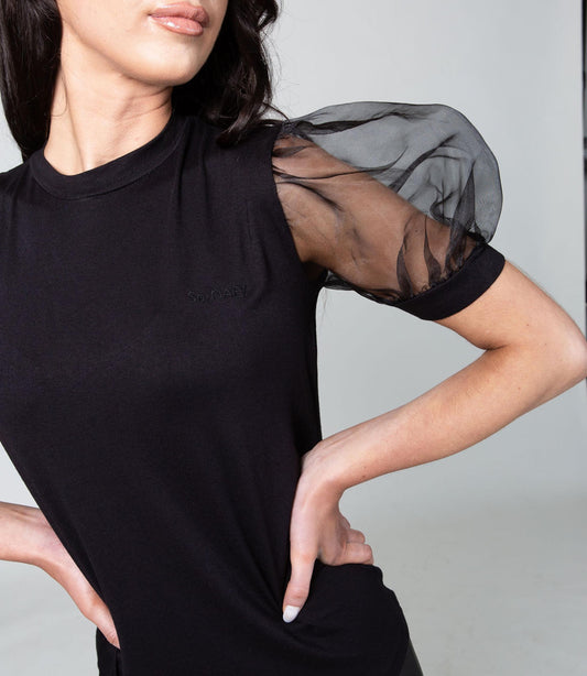 Black Puffy Sleeve Top