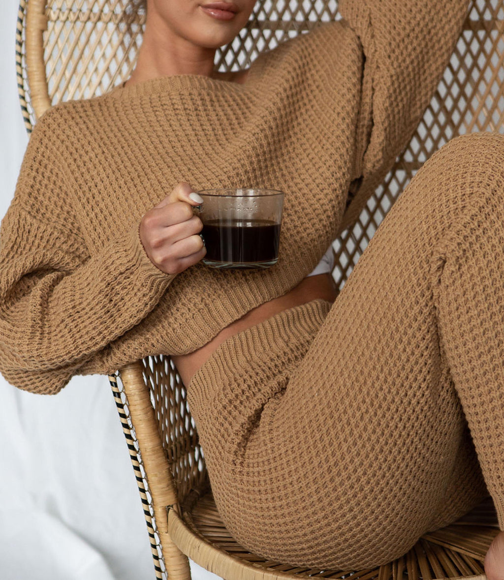 loungewear sets women waffle knit loungewear