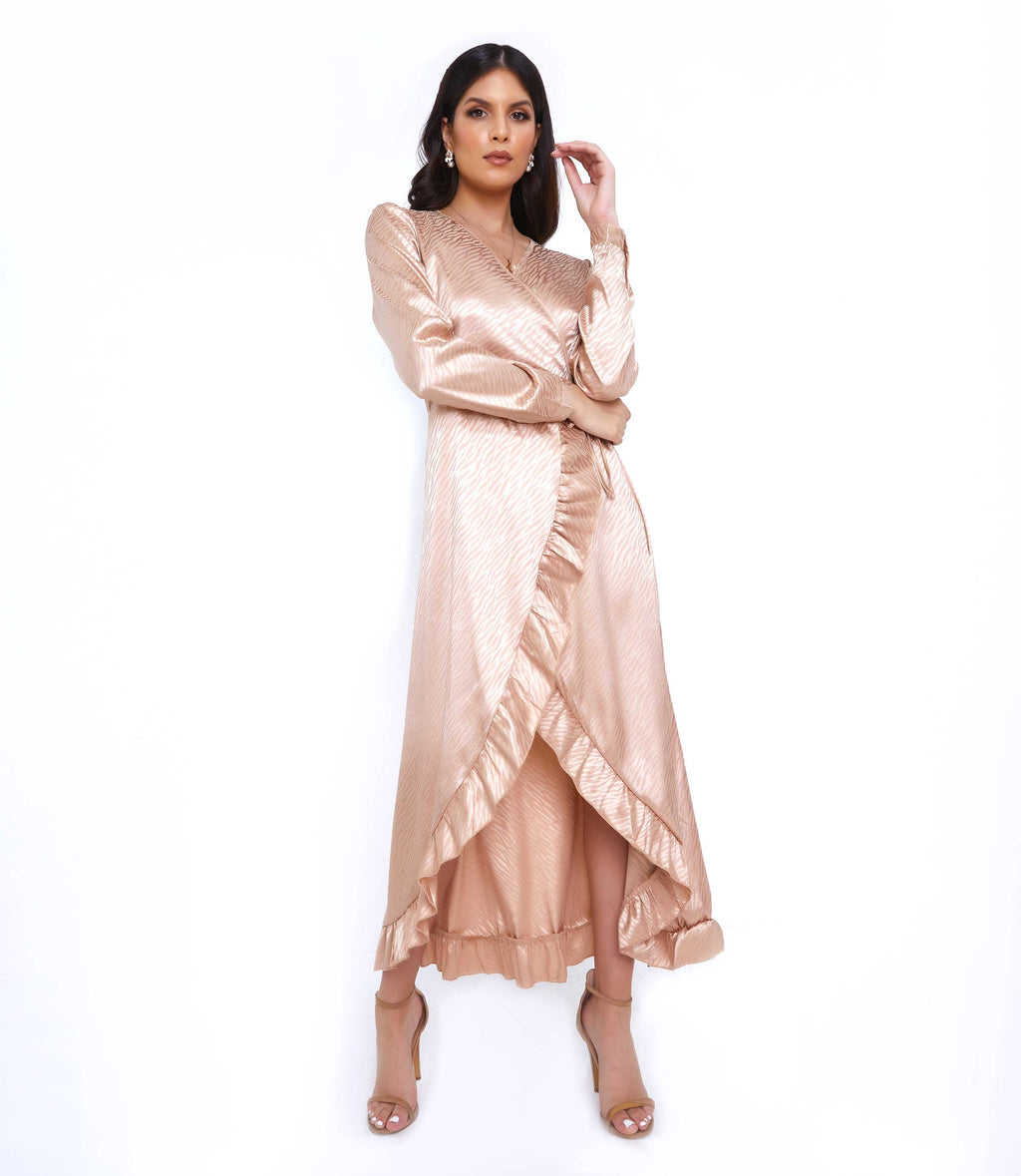 Champagne Wrap Midi Dress