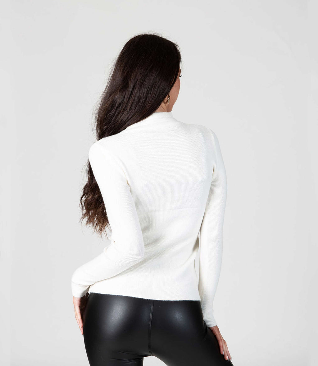 Cream Polo Knitted Full Sleeve Top