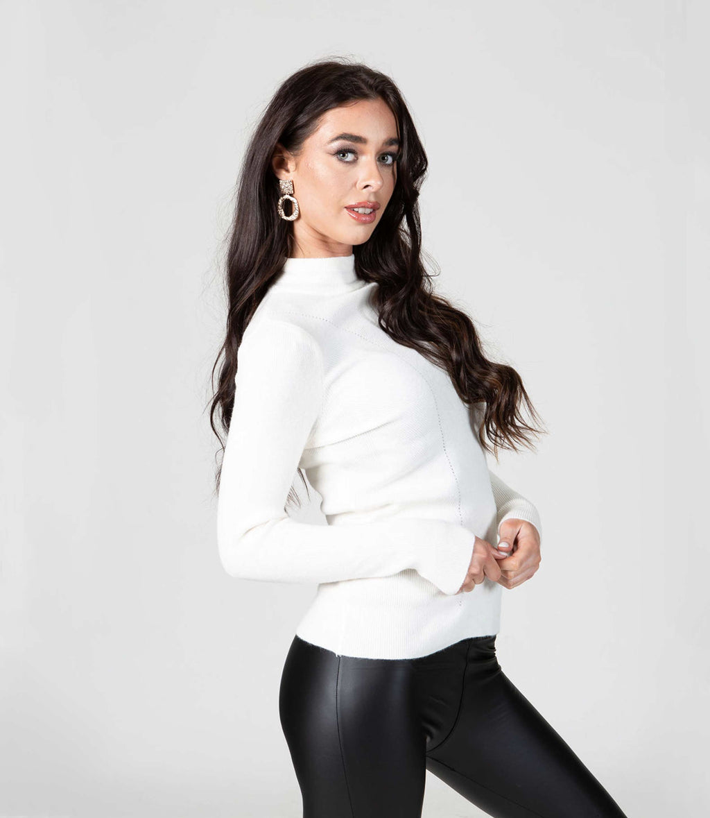 Cream Polo Knitted Full Sleeve Top