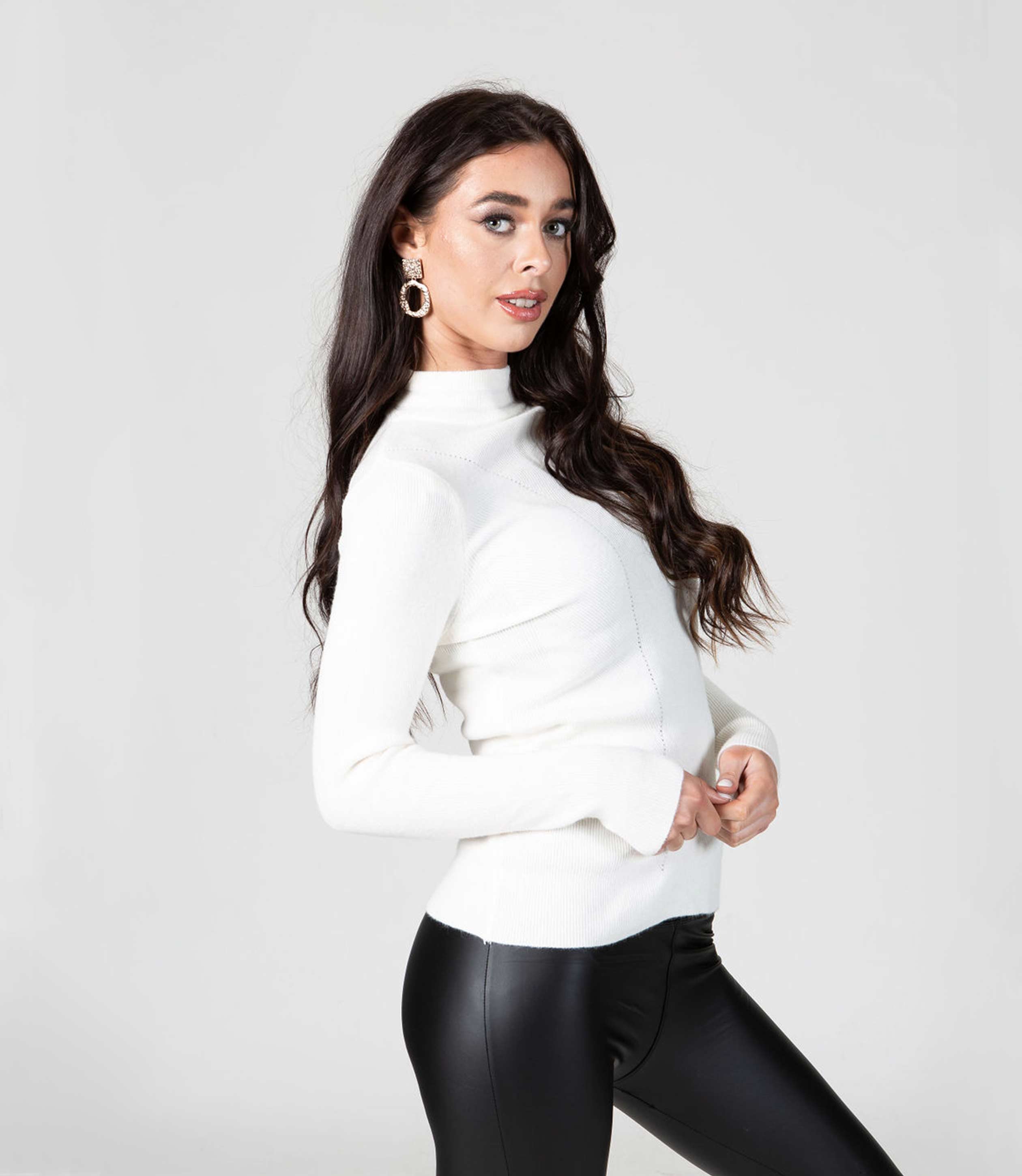 Cream Polo Knitted Full Sleeve Top