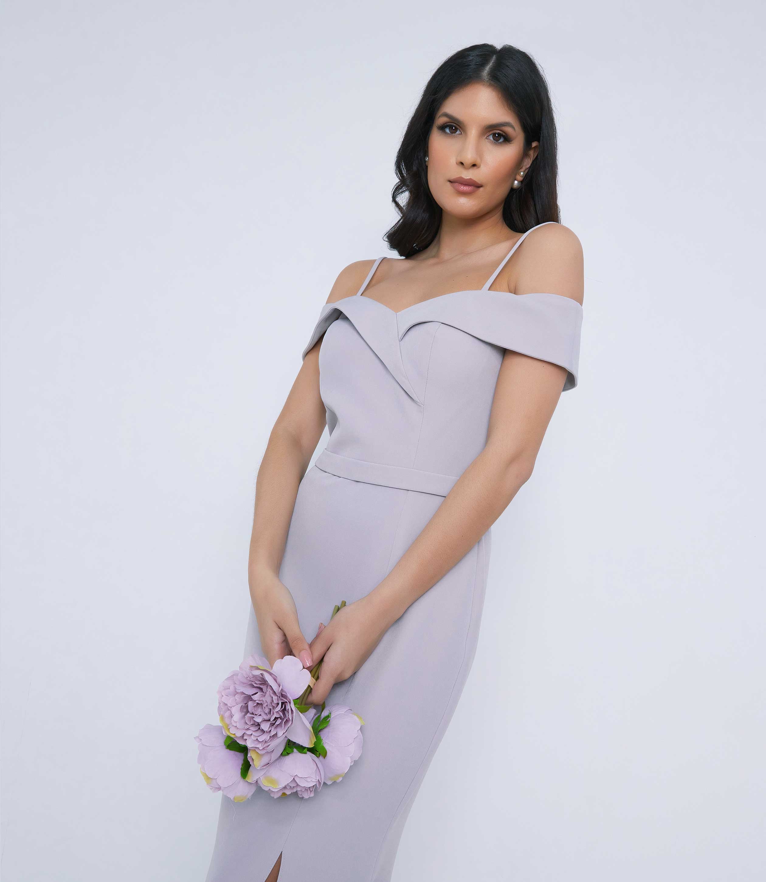 Grey Bridesmaid Dress Gown