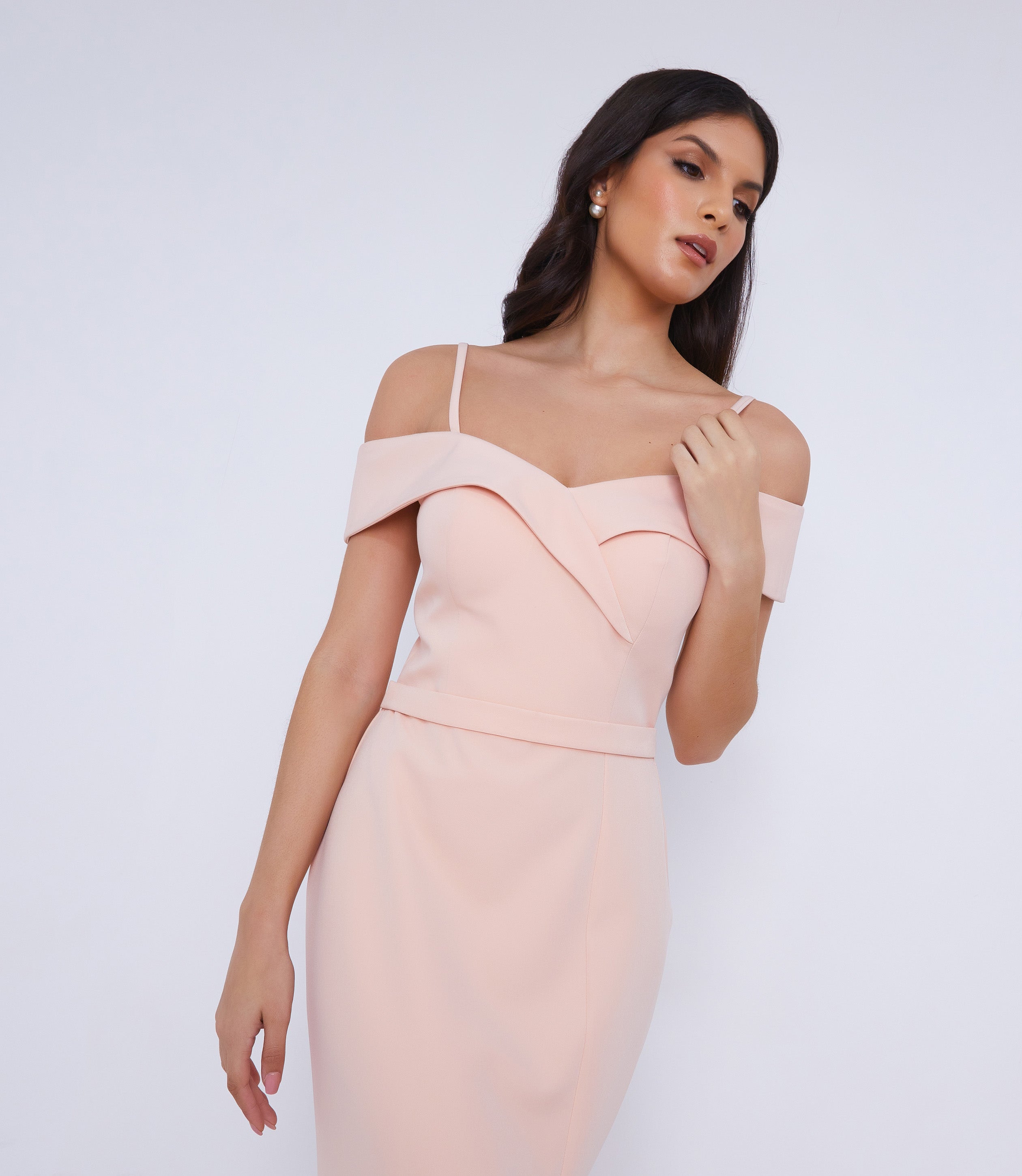 Peach bridesmaid gown dress