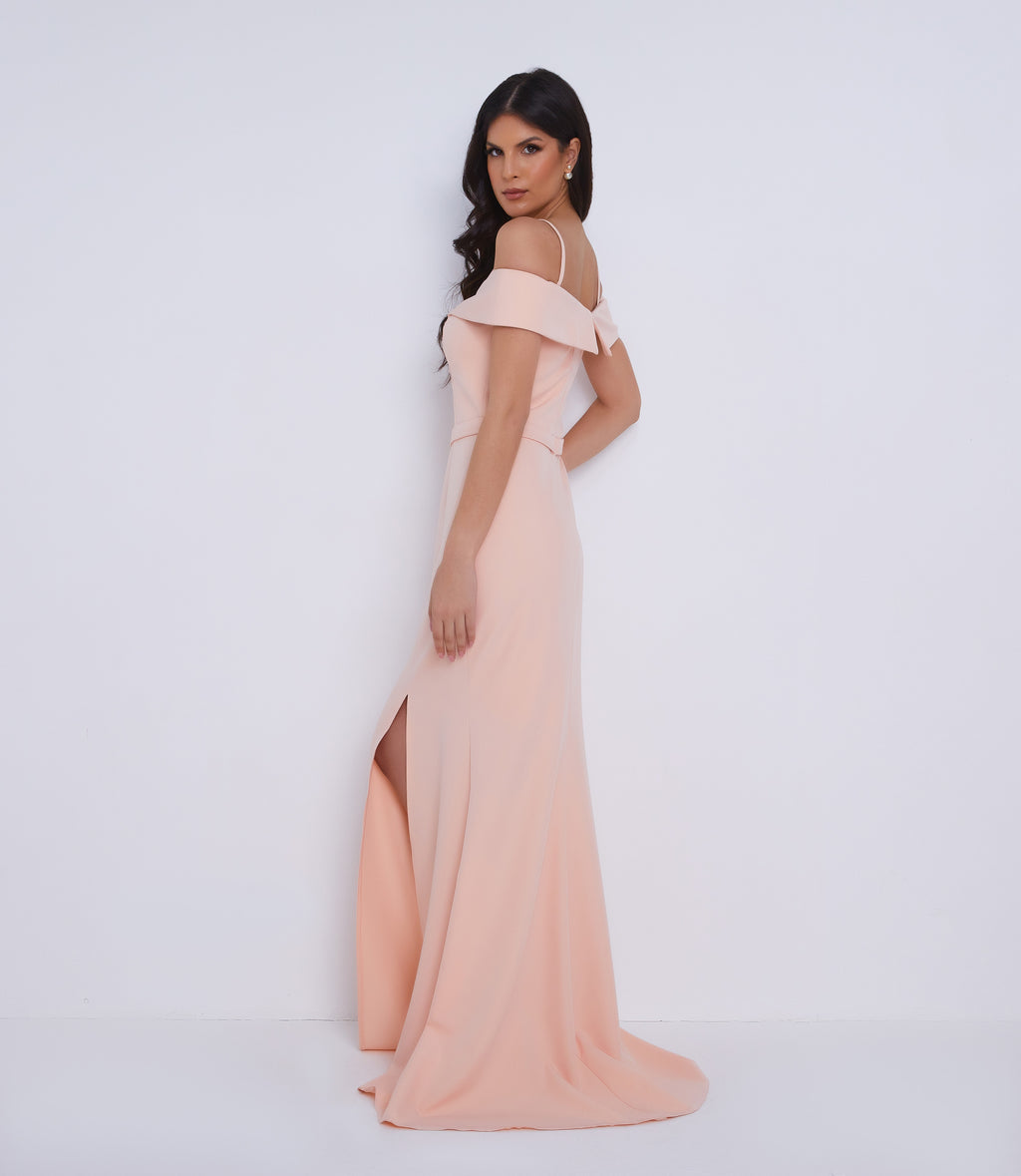 Peach bridesmaid gown dress