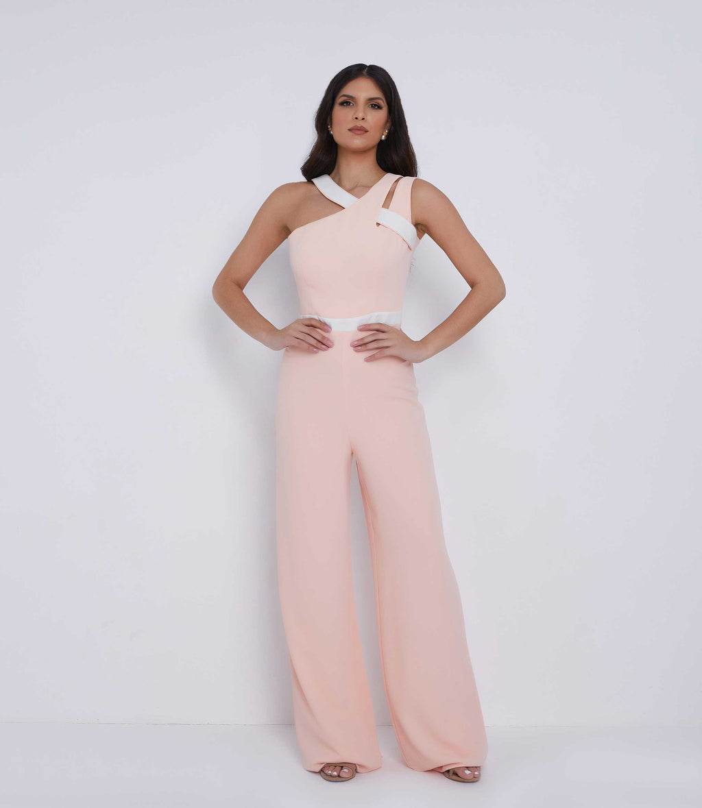 Peach wide leg formal jumpsuit