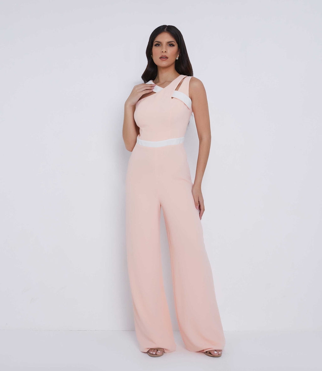 Peach wide leg formal jumpsuit
