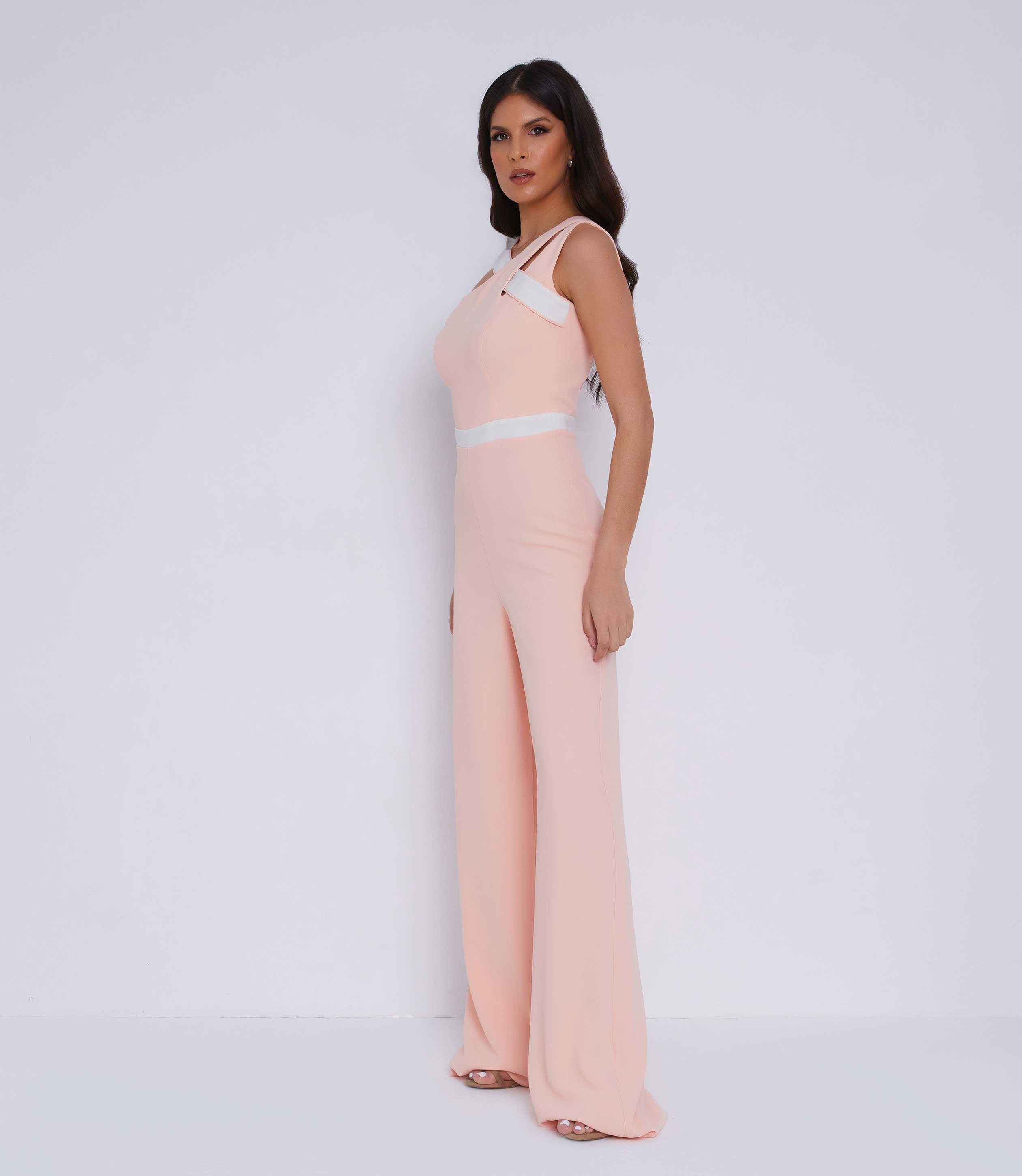 Peach wide leg formal jumpsuit
