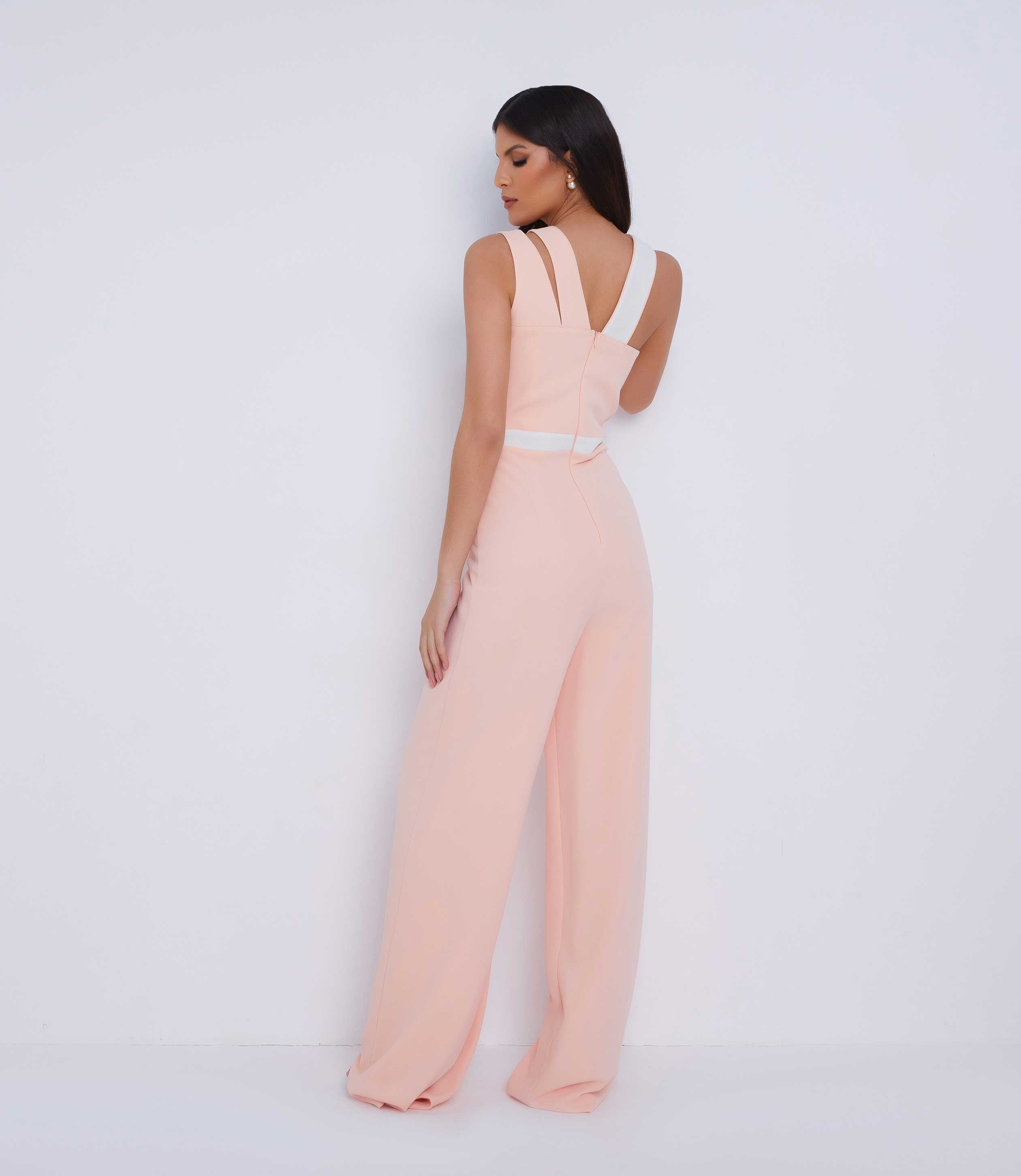 Peach wide leg formal jumpsuit