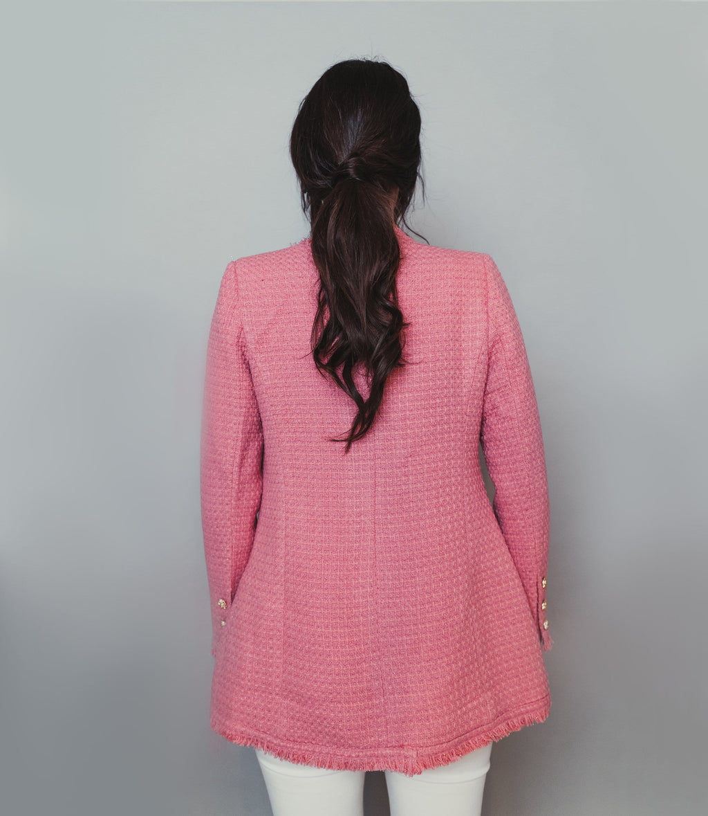 Pink Tweed jacket with gold buttons
