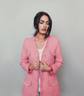 Pink Tweed jacket with gold buttons