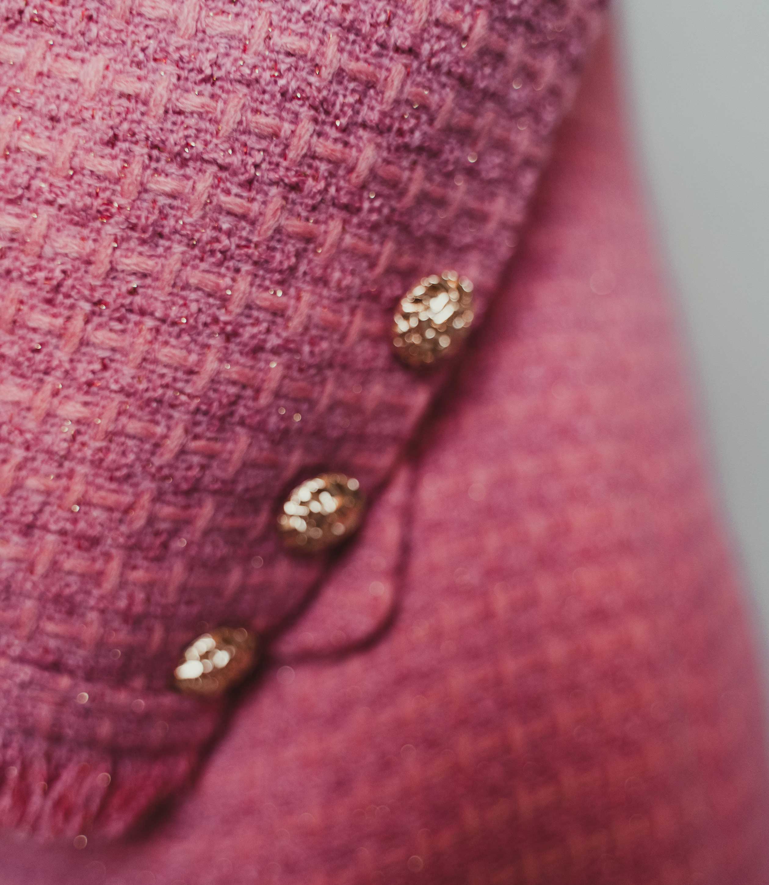Pink Tweed jacket with gold buttons