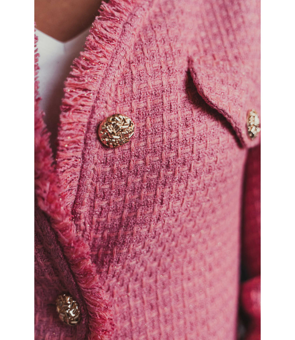 Pink Tweed jacket with gold buttons