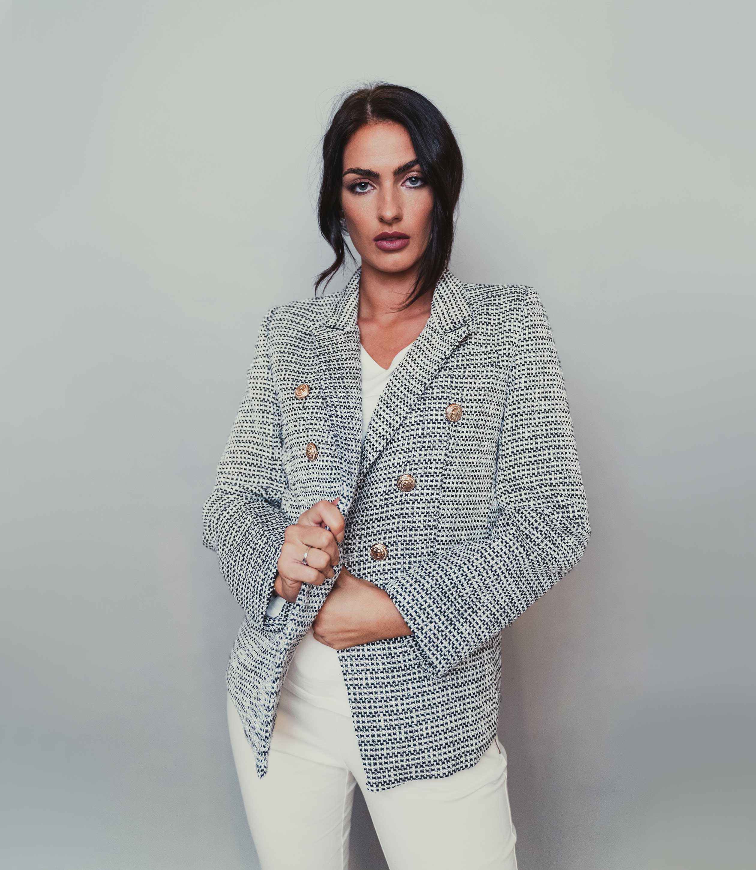 Tweed Jacket with gold buttons