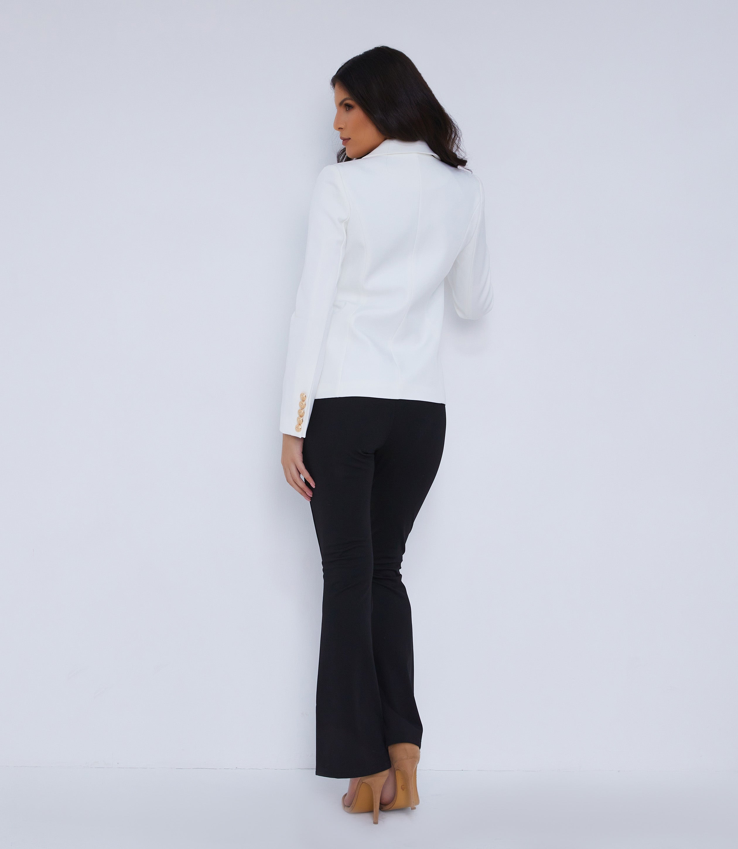 Women's White Double Breasted Blazer Gold Buttons UK