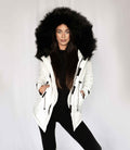 white winter coat furry hood white ski jacket